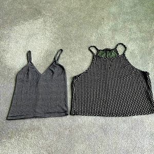 2 Brandy Melville Tank Tops Black Diamond & Blue Striped XS/S EUC